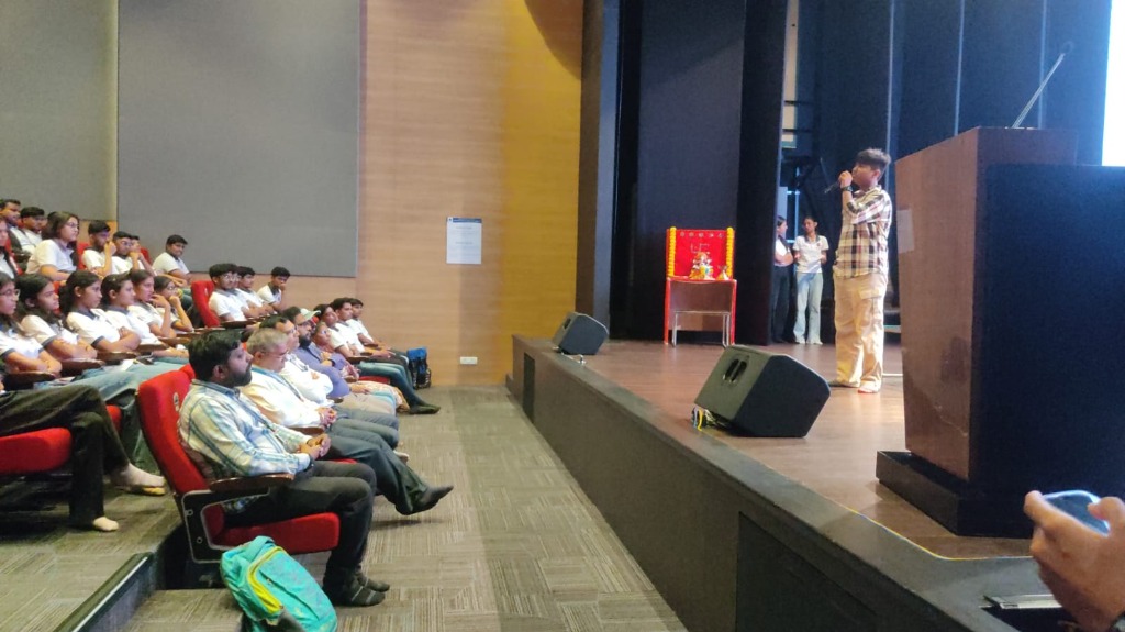 Technology and startup seminar in school auditorium