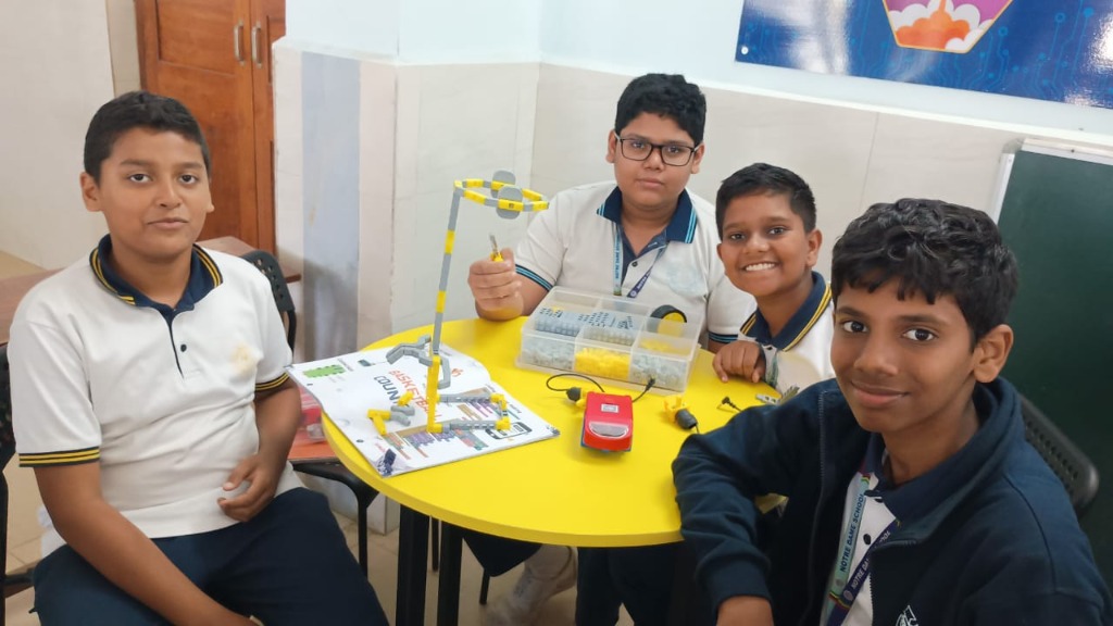 Students building custom robots